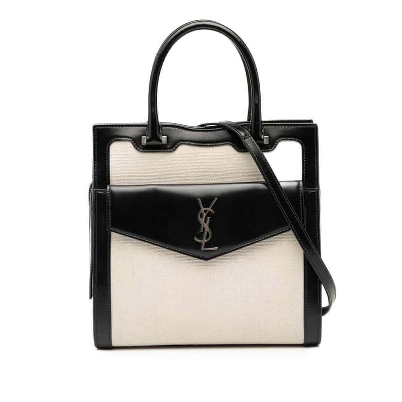 Saint Laurent Small Canvas Uptown Satchel White Canvas Good condition - Front View