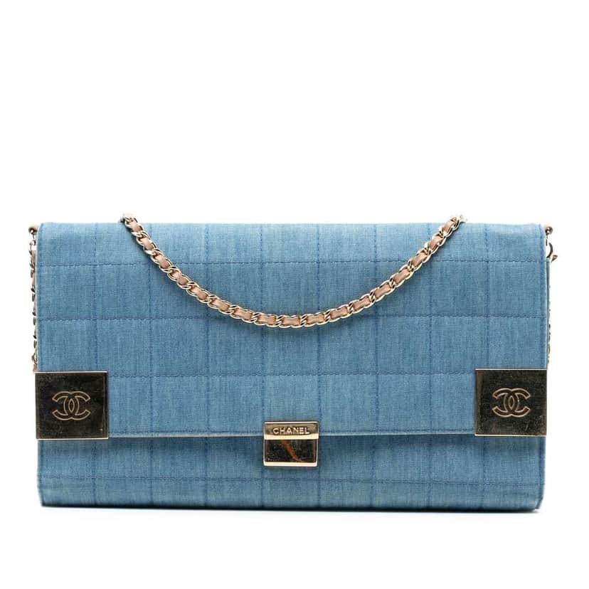 Chanel CC Chocolate Bar Denim Flap Blue Denim Very good condition - Front View