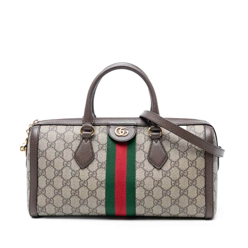 Gucci Medium GG Supreme Ophidia Top Handle Bag Brown Canvas Good condition - Front View