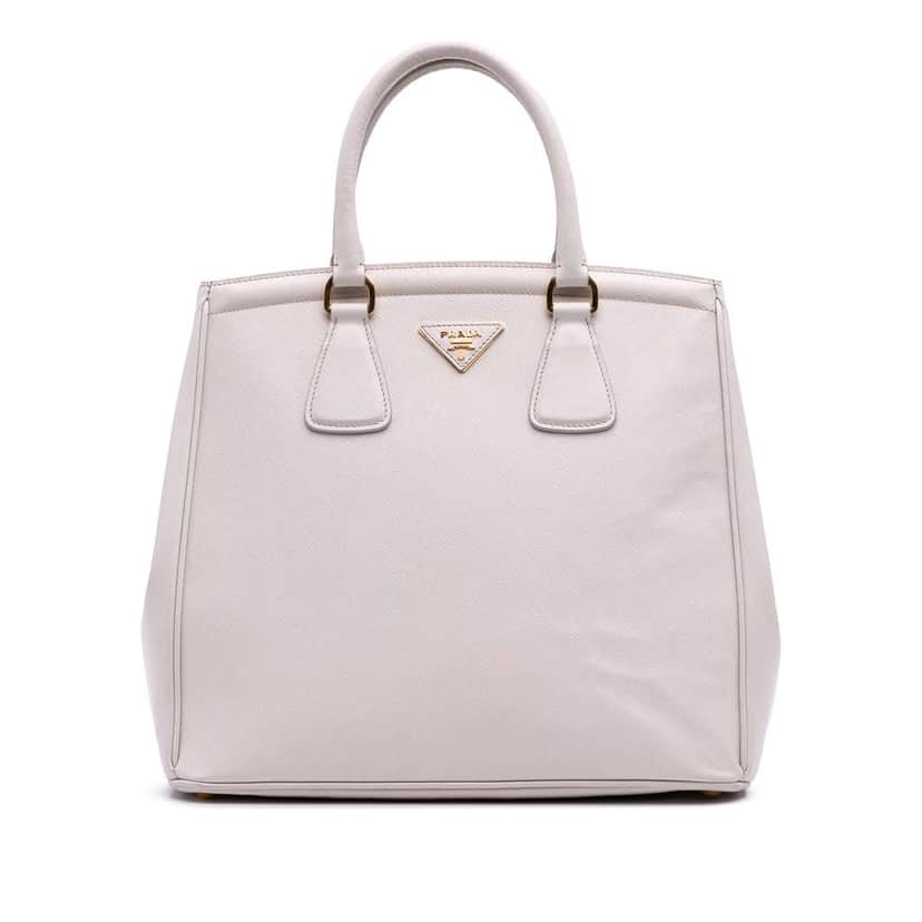 Prada Saffiano Lux Parabole Tote White Leather Good condition - Front View