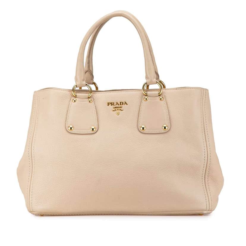 Prada Vitello Daino Open Convertible Tote Brown Leather Good condition - Front View