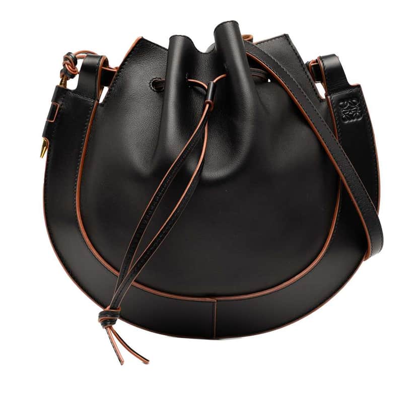 Loewe Medium Leather Horseshoe Crossbody Black Leather Good condition - Front View
