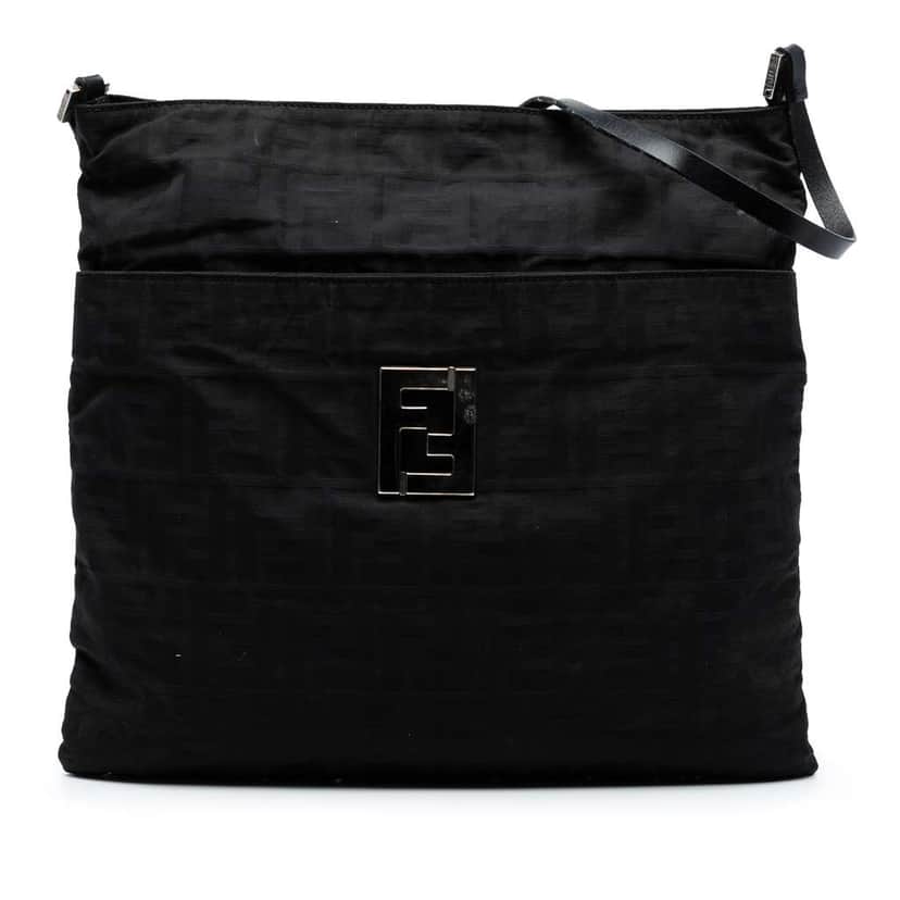 Fendi Zucca Canvas Shoulder Bag Black Canvas Very good condition - Front View