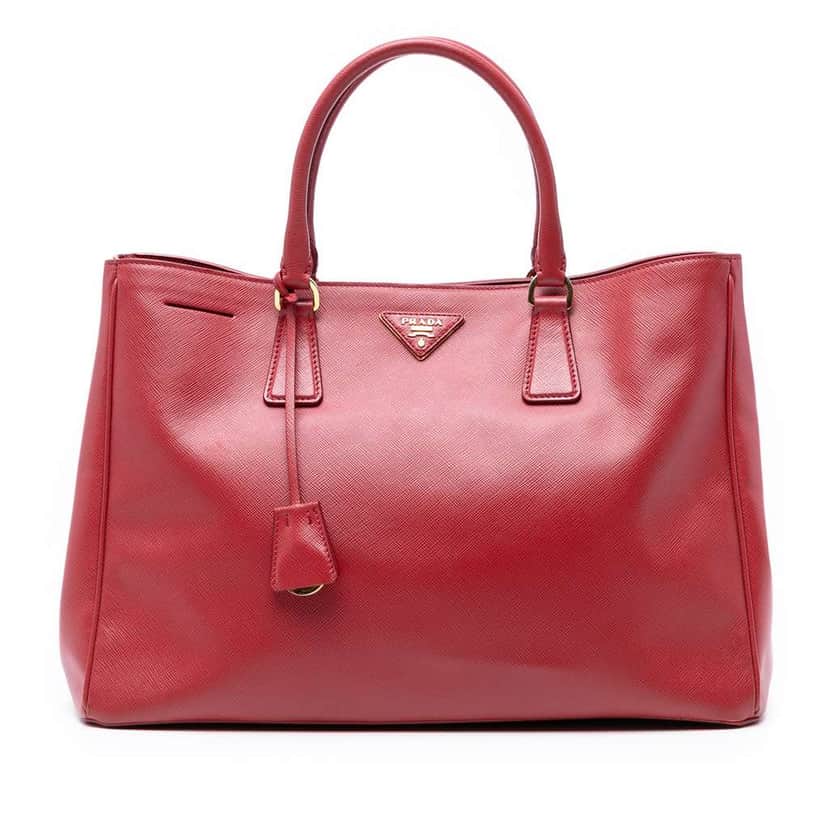 Prada Large Saffiano Lux Galleria Satchel Red Leather Good condition - Front View
