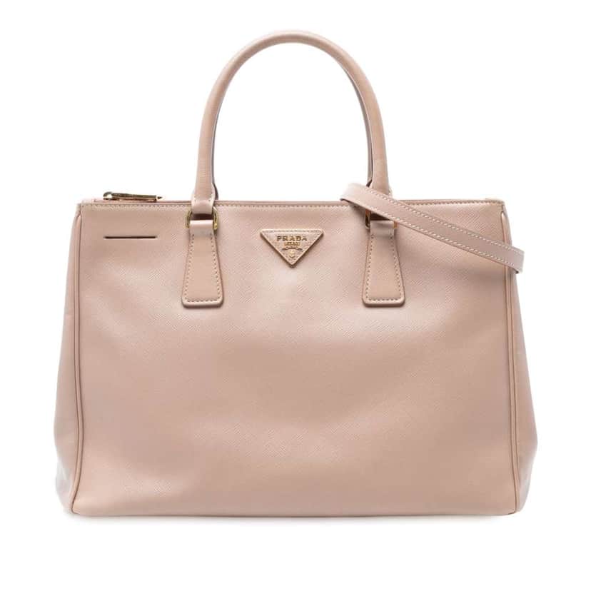 Prada Medium Saffiano Lux Galleria Double Zip Satchel Brown Leather Good condition - Front View