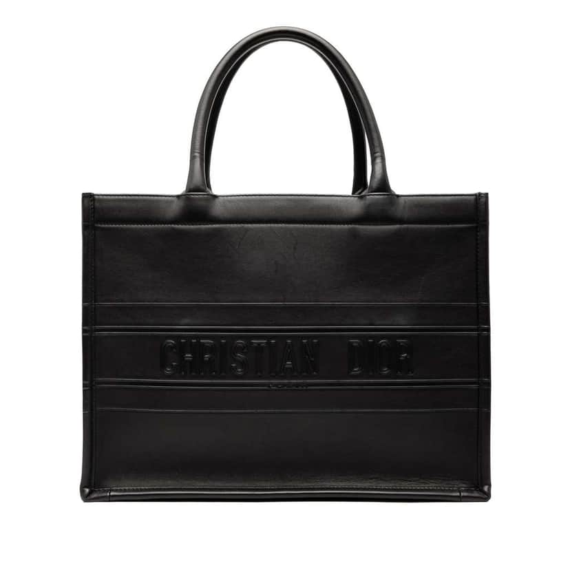 Dior Medium Embossed Leather Book Tote Black Leather Good condition - Front View