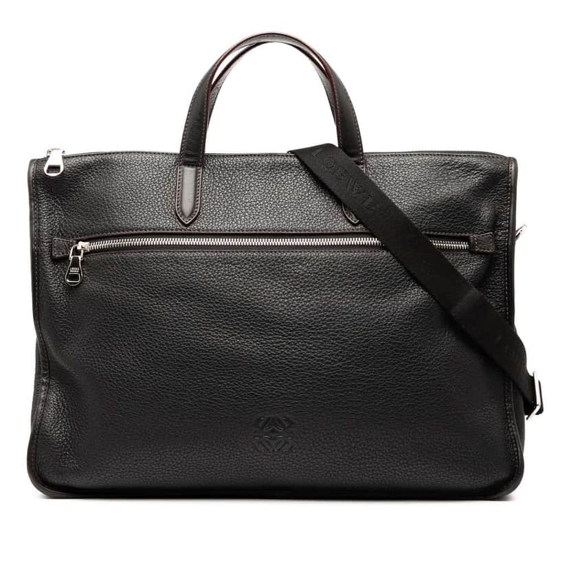 Loewe Leather Anagram Briefcase Black Leather Good condition - Front View