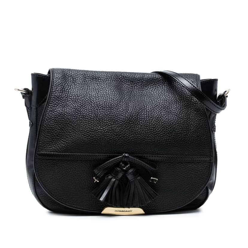 Burberry Medium Grained Leather Maydown Shoulder Bag Black Leather Very good condition - Front View