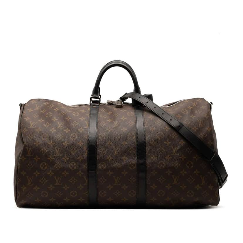 Louis Vuitton Monogram Macassar Keepall Bandouliere 55 Brown Good condition - Front View