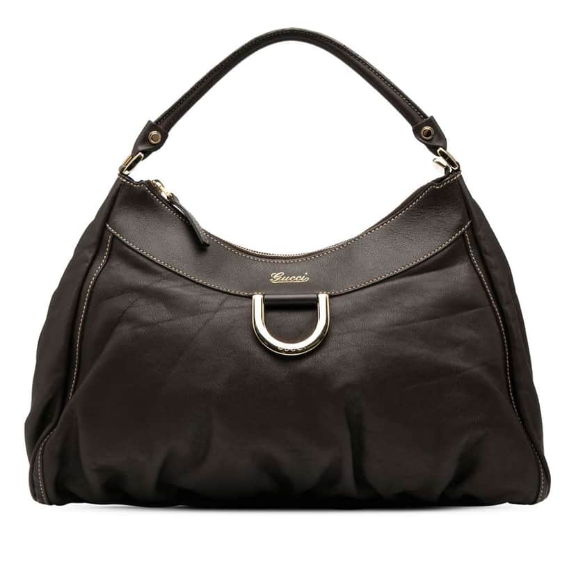 Gucci Leather Abbey D Ring Shoulder Bag Brown Leather Good condition - Front View