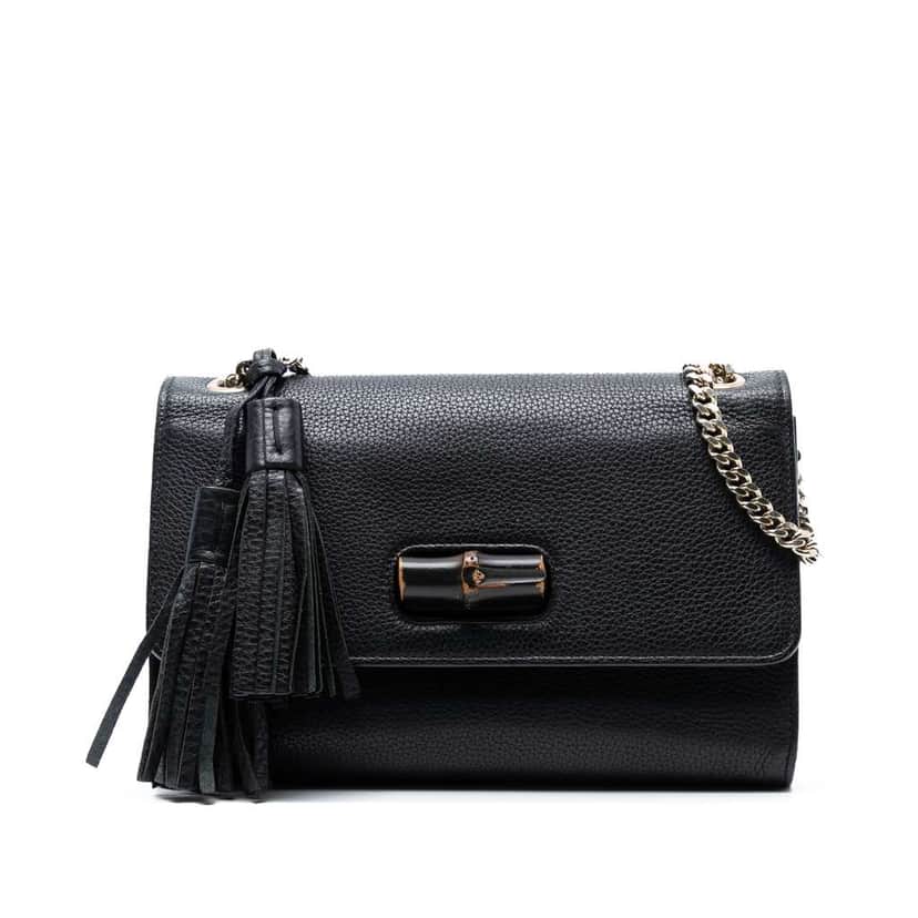 Gucci Medium Leather Miss Bamboo Crossbody Black Leather Good condition - Front View