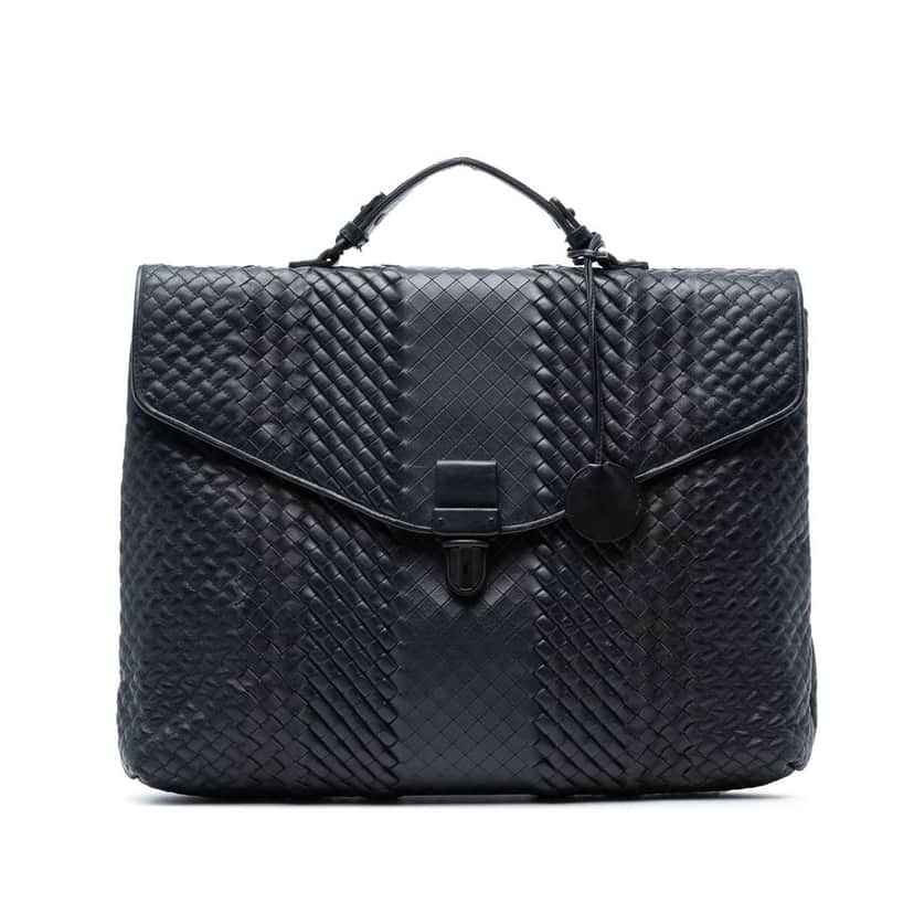 Bottega Veneta Nappa Intrecciato Briefcase Black Leather Good condition - Front View