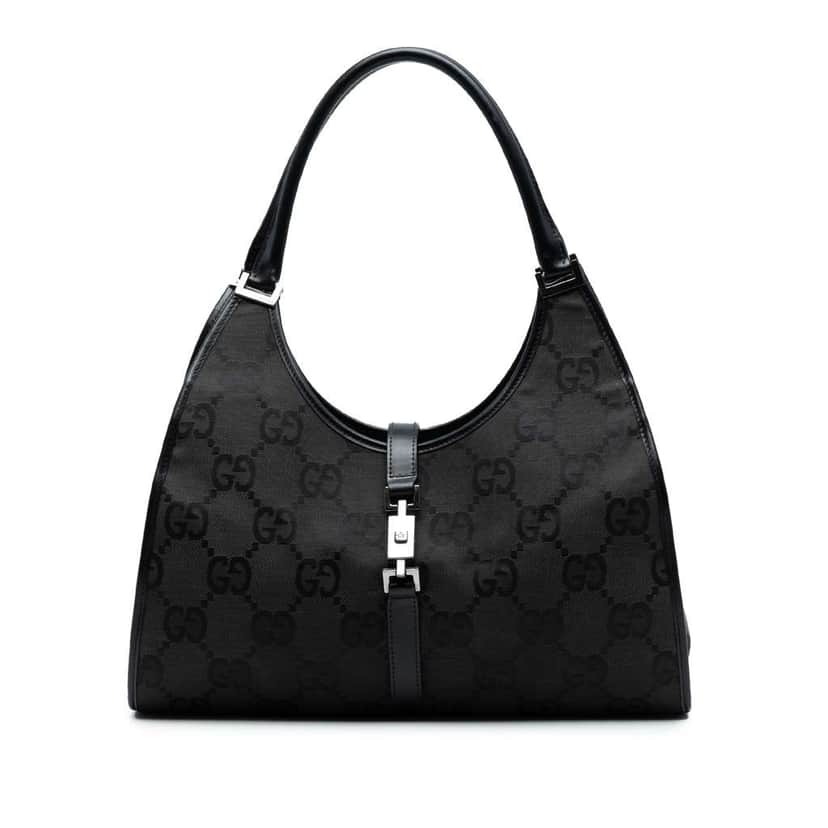 Gucci GG Canvas Jackie Bardot Shoulder Bag Brown Canvas Good condition - Front View