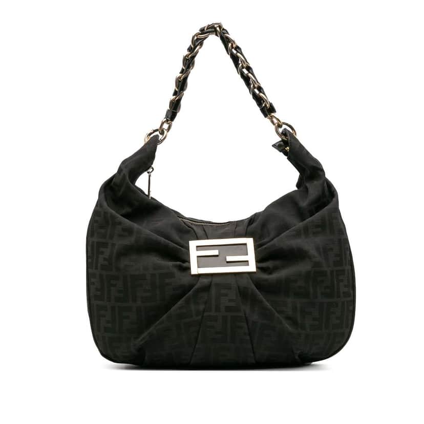 Fendi Zucca Canvas Mia Hobo Black Canvas Good condition - Front View