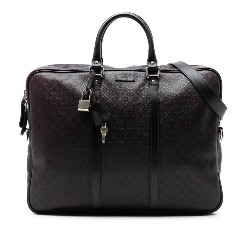 Gucci Diamante Leather Business Bag Brown Leather Good condition - Front View