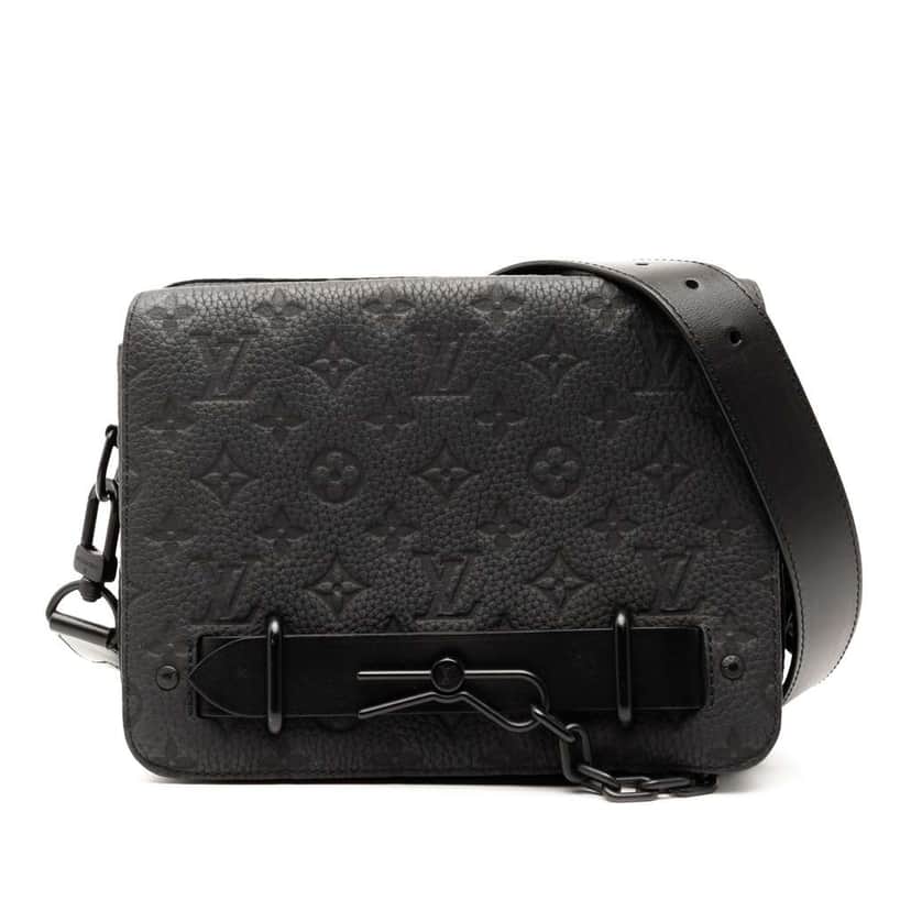 Louis Vuitton Monogram Taurillon Steamer Messenger Black Leather Good condition - Front View