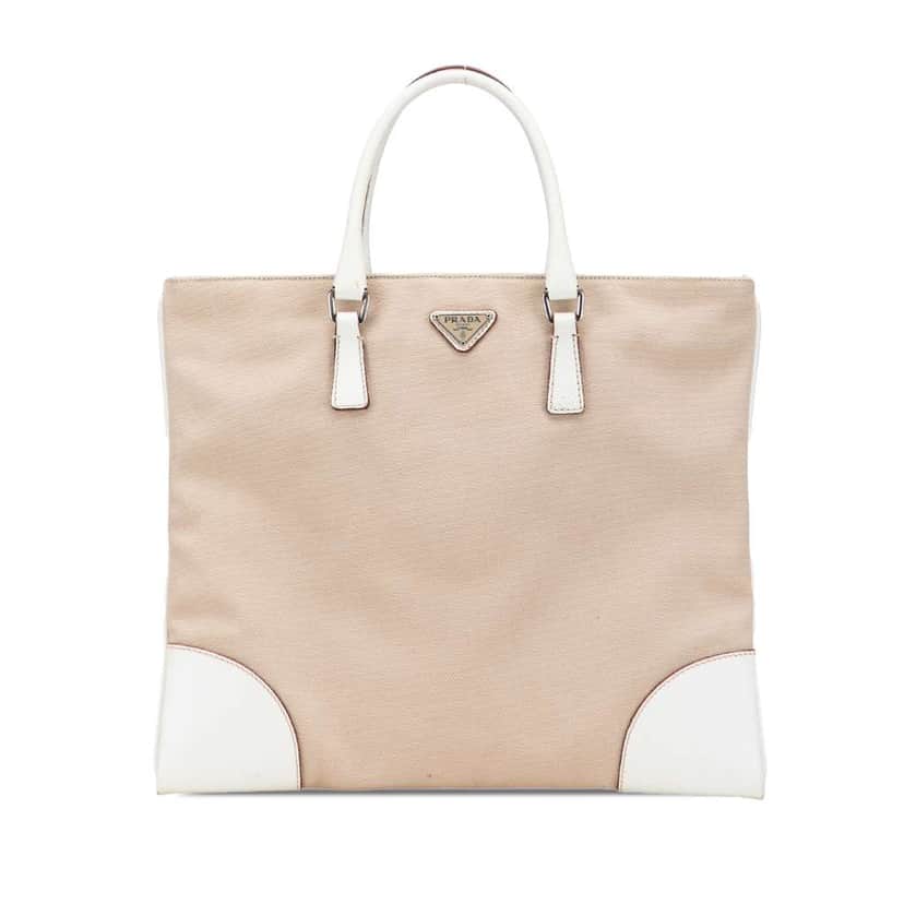 Prada Cinghiale Trimmed Canvas Canapa Tote Brown Canvas Very good condition - Front View