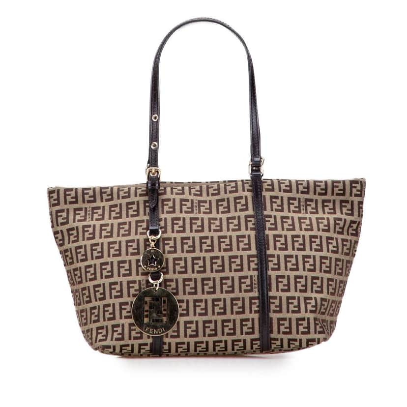 Fendi Mini Zucchino Canvas Superstar Tote Brown Canvas Good condition - Front View