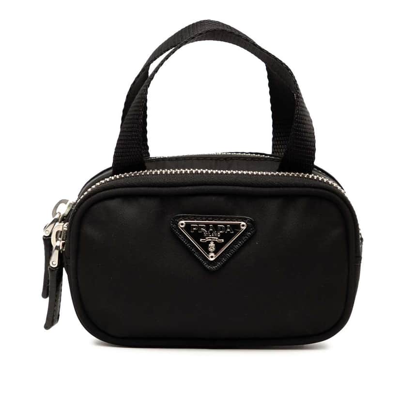 Prada Mini Tessuto Double Zip Handbag Black Good condition - Front View