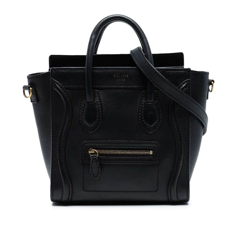 Celine Nano Leather Luggage Tote Black Leather Good condition - Front View