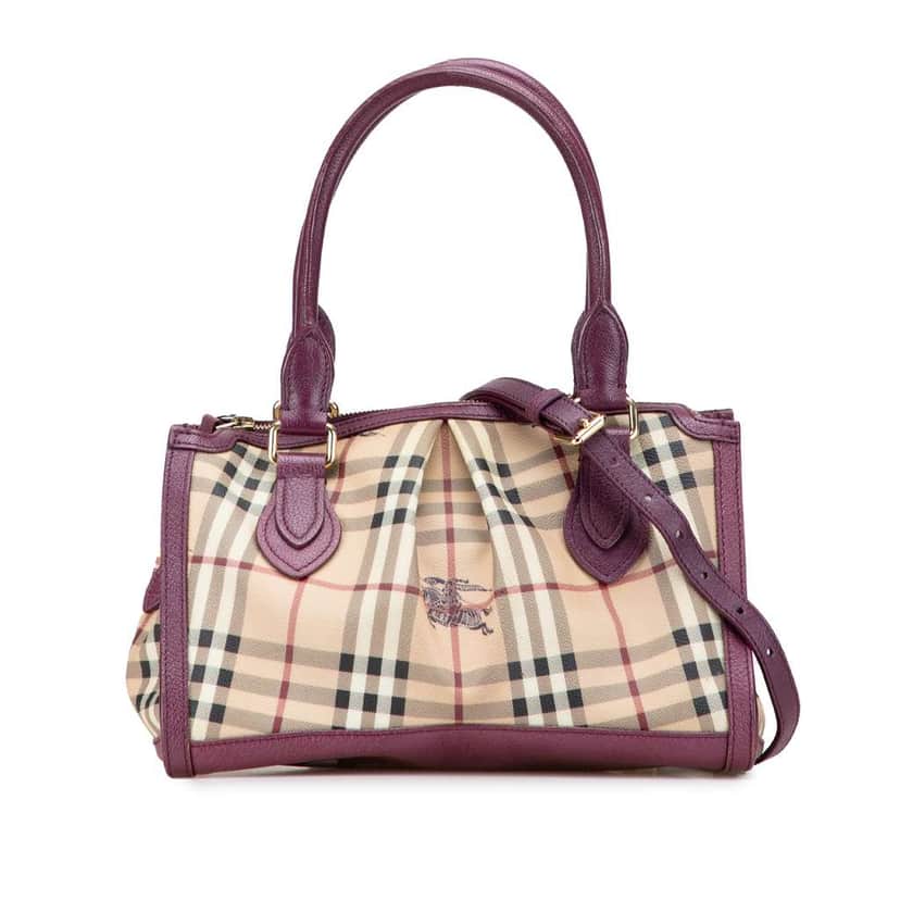 Burberry Haymarket Check Coated Canvas Pilgrim Satchel Brown Canvas Good condition - Front View