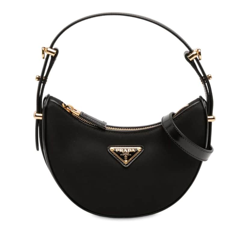 Prada Small Re Nylon and Leather Arque Satchel Black Very good condition - Front View