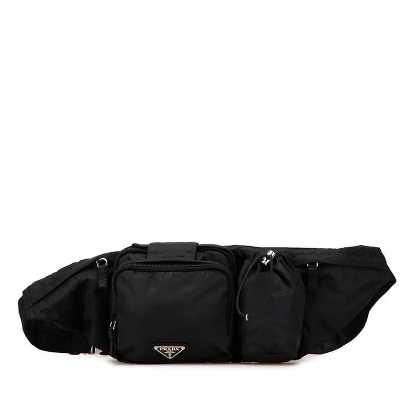Prada Tessuto Multi Pocket Belt Bag Black Good condition - Front View
