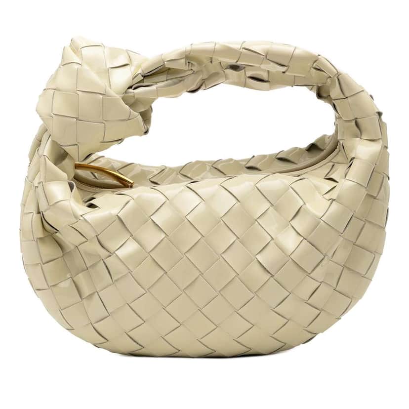 Bottega Veneta Mini Patent Intrecciato Jodie White Leather Good condition - Front View