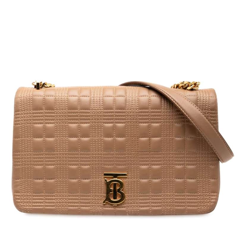 Burberry Medium Quilted Lambskin Lola Crossbody Brown Leather Good condition - Front View