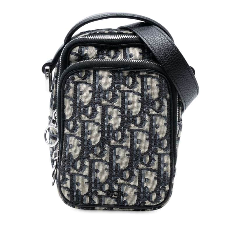 Dior Micro Oblique Canvas Rider Pouch Blue Canvas Good condition - Front View