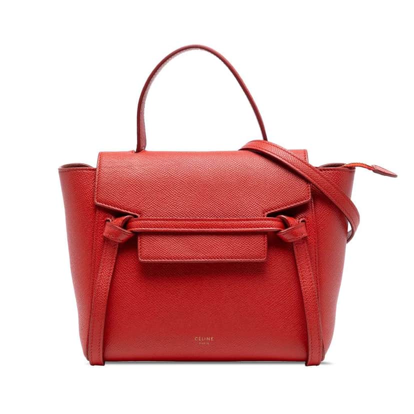 Celine Nano Grained Calfskin Belt Bag Red Leather Good condition - Front View