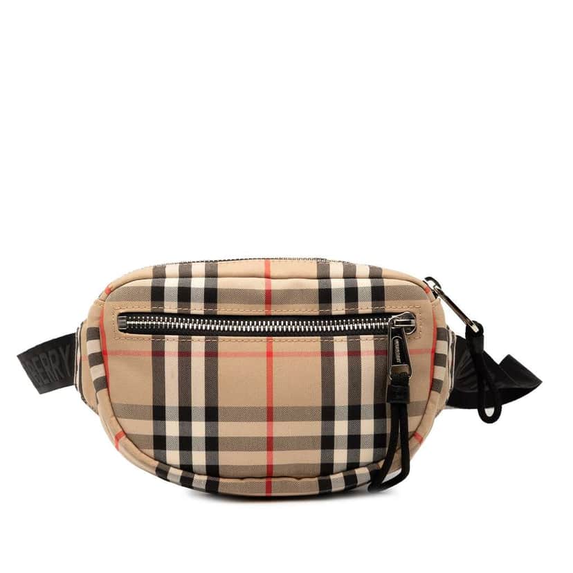 Burberry House Check Canvas Cannon Belt Bag Brown Canvas Good condition - Front View