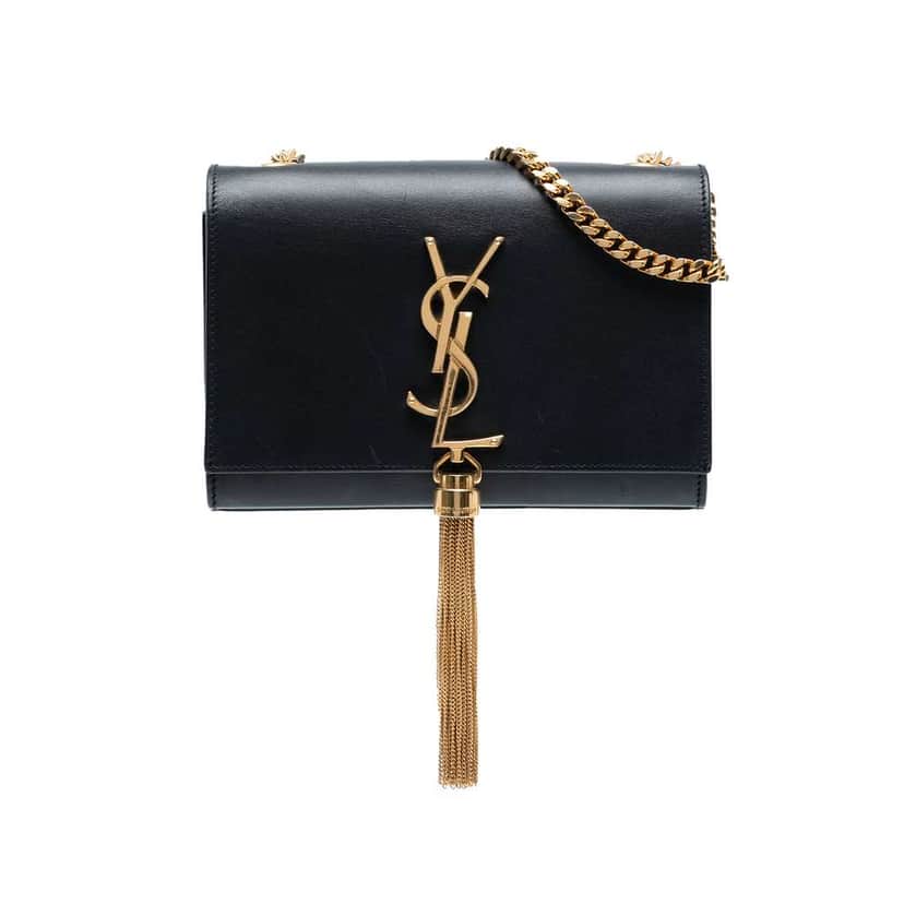 Saint Laurent Small Leather Monogram Kate Tassel Crossbody Black Leather Good condition - Front View