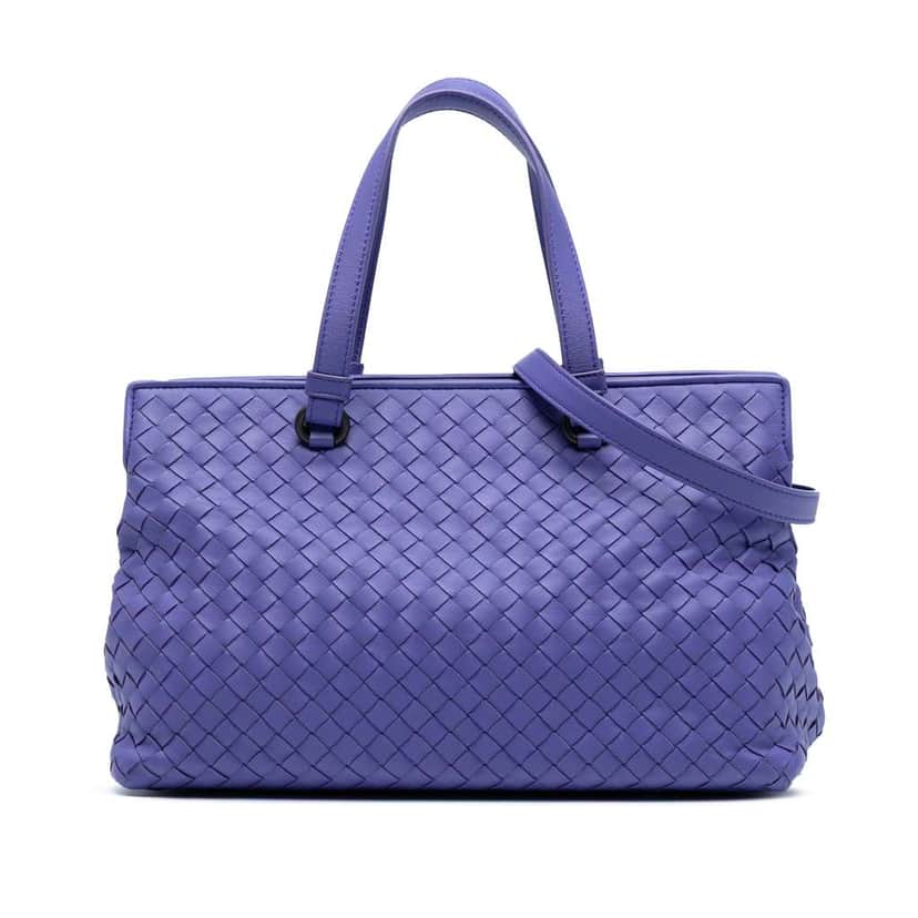 Bottega Veneta Nappa Intrecciato Satchel Purple Leather Good condition - Front View