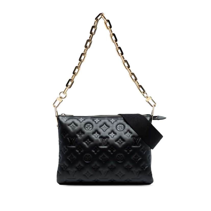Louis Vuitton Monogram Embossed Puffy Lambskin Coussin PM Black Leather Good condition - Front View
