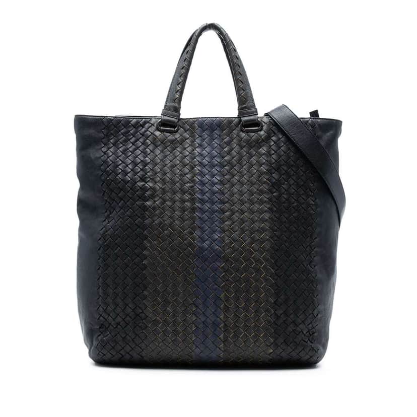 Bottega Veneta Tricolor Nappa Intrecciato Convertible Tote Black Leather Good condition - Front View