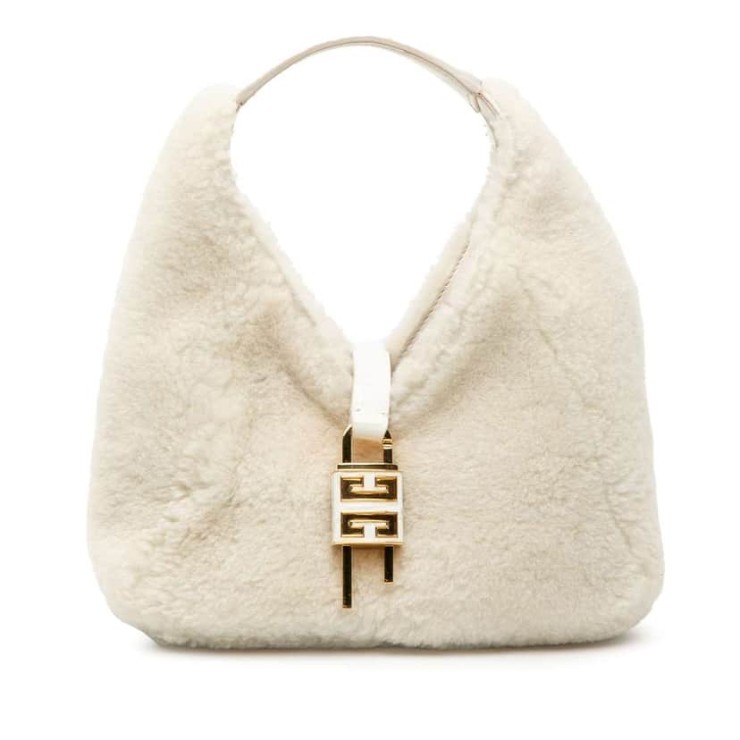 Givenchy Mini Shearling G Hobo White Good condition - Front View