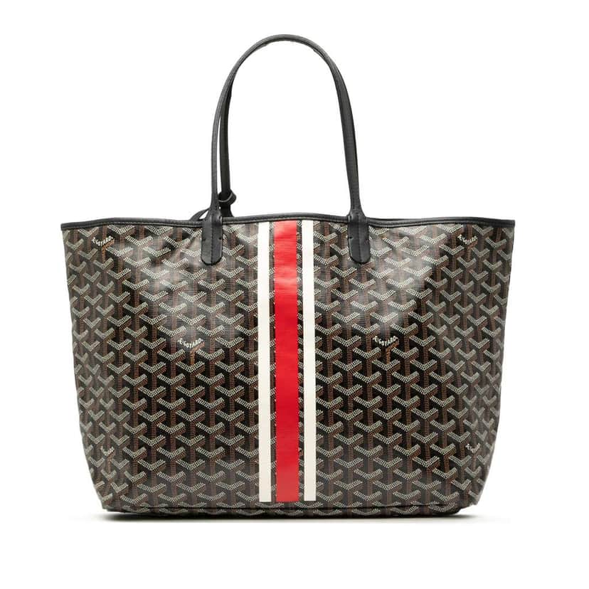 Goyard Limited Edition Goyardine Saint Louis Stripe PM Black Canvas Good condition - Front View