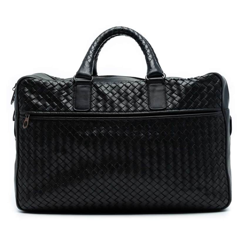 Bottega Veneta Nappa Intrecciato Business Bag Black Leather Good condition - Front View