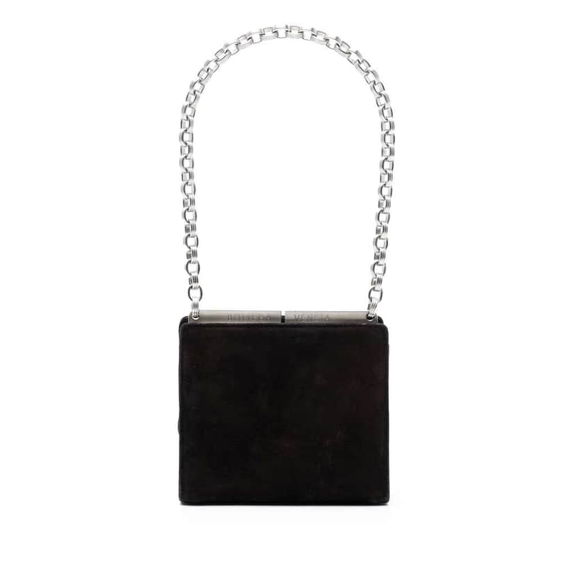 Bottega Veneta Suede Frame Clutch on Chain Brown Leather Very good condition - Front View