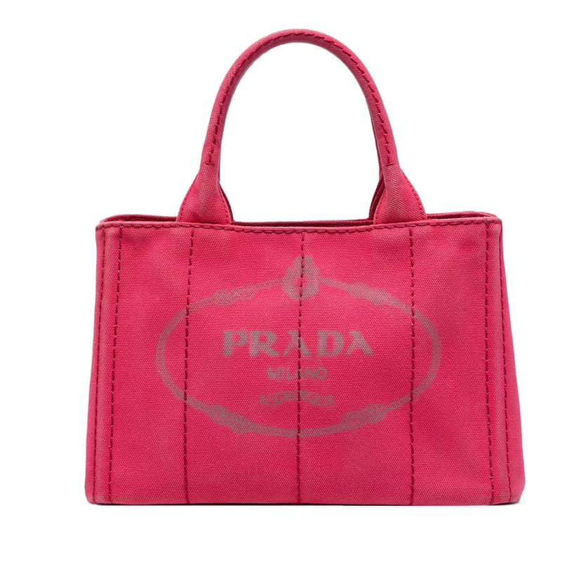 Prada Small Canvas Canapa Logo Satchel Pink Canvas Very good condition - Front View