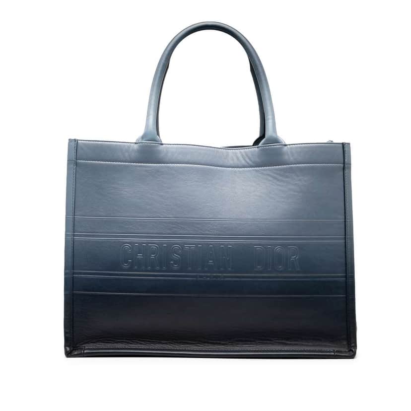 Dior Medium Ombre Embossed Leather Book Tote Blue Leather Very good condition - Front View