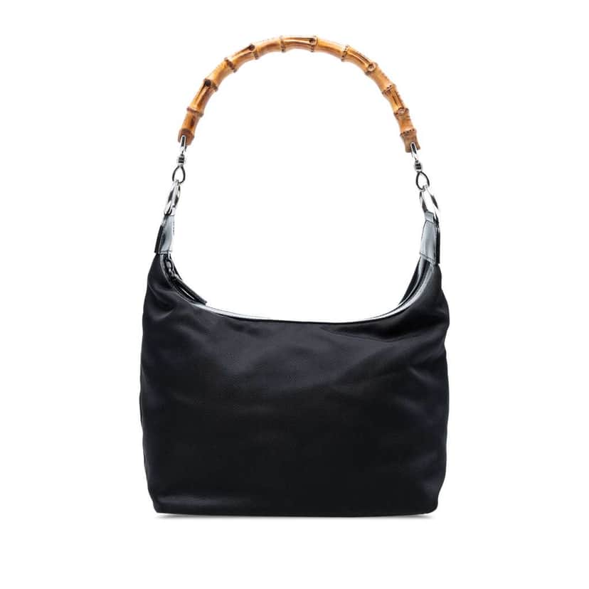 Gucci Nylon Bamboo Shoulder Bag Black Good condition - Front View