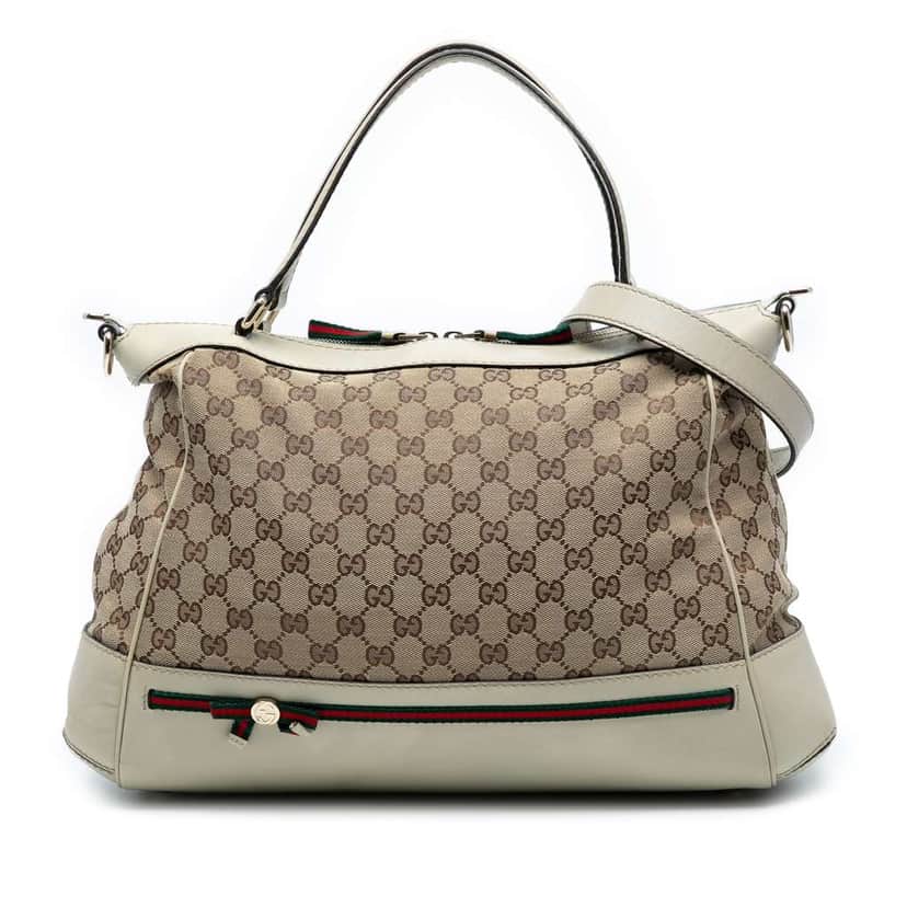 Gucci GG Canvas Web Mayfair Satchel Brown Canvas Good condition - Front View