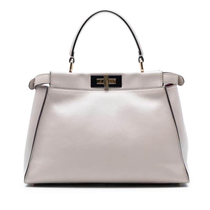 Fendi Medium Leather Peekaboo Iconic Satchel Brown Leather Good condition - Front View