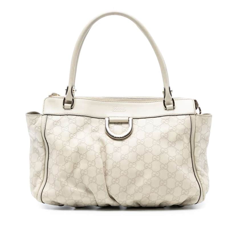 Gucci Guccissima Abbey D Ring Tote White Leather Good condition - Front View