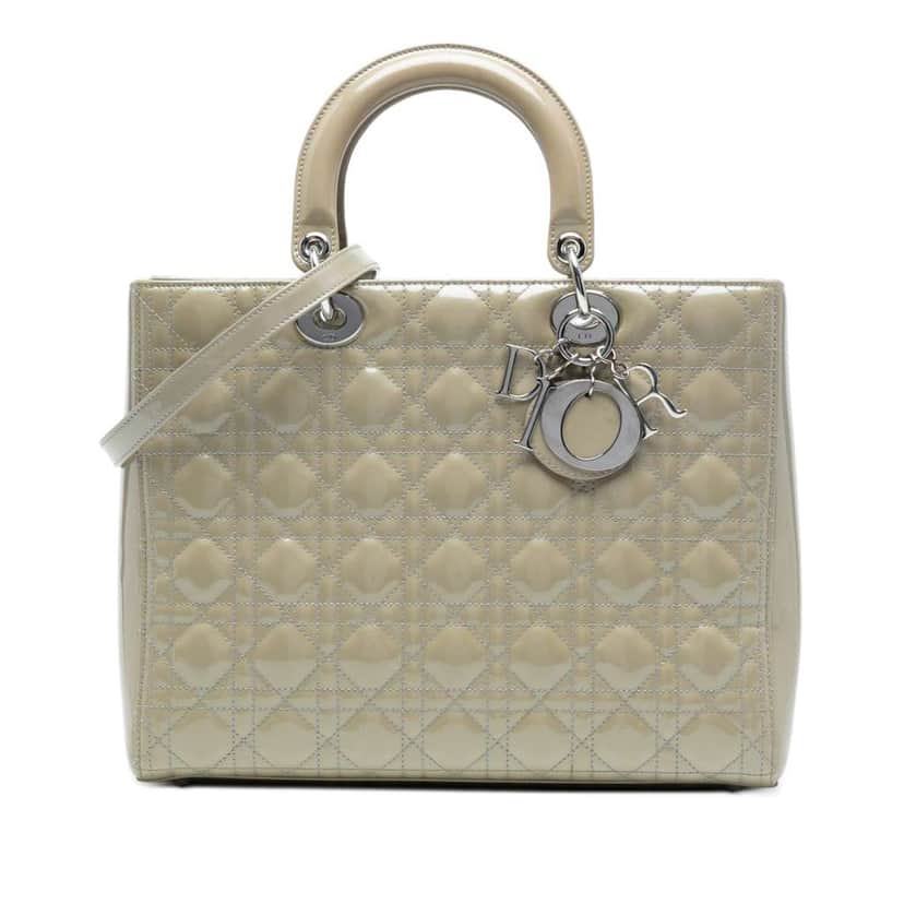 Dior Large Patent Cannage Lady Dior Brown Leather Good condition - Front View