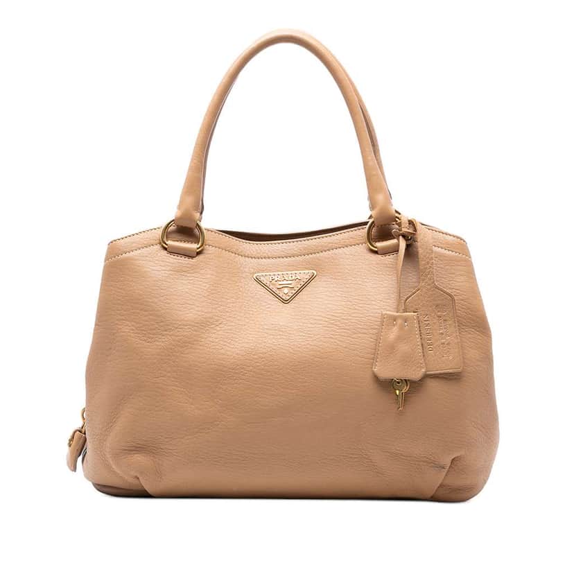 Prada Cervo Satchel Brown Leather Good condition - Front View
