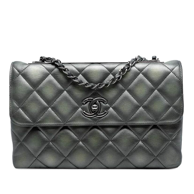 Chanel Quilted Metallic Lambskin Trendy CC Flap Grey Leather Good condition - Front View