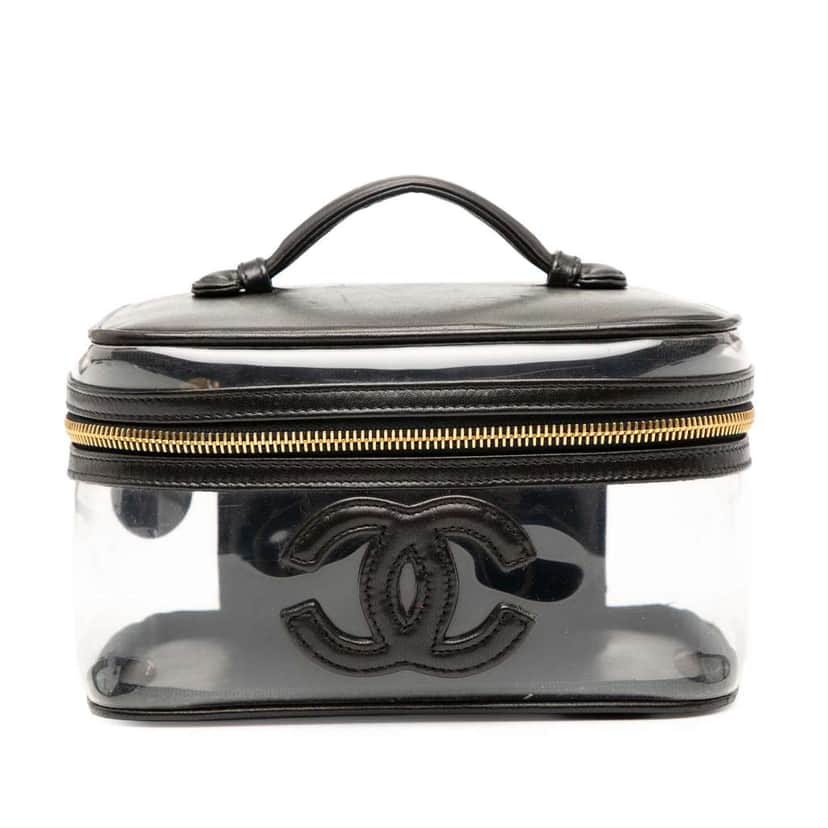 Chanel CC Vinyl and Calfskin Vanity Case White Good condition - Front View